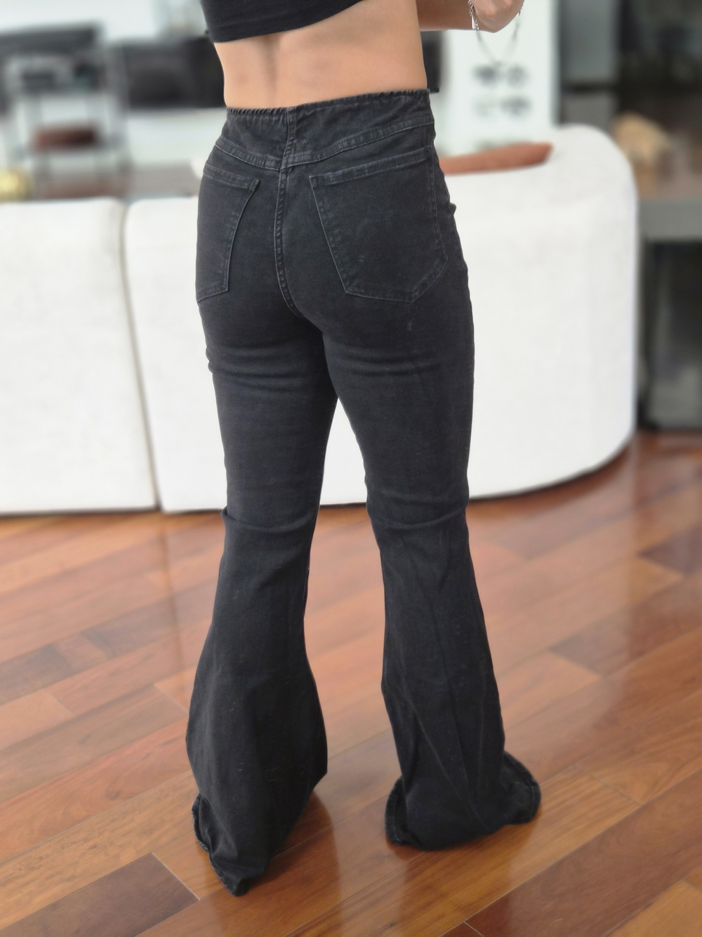 Forever 21 Black High Rise Elastic Waist Flare Pants - Size XS - Picture 14 of 14